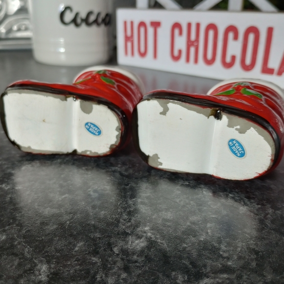 Lefton Japan Vintage 1950s Santa Boot Set of 2 Mistletoe Ceramic Hand Painted - Picture 8 of 8